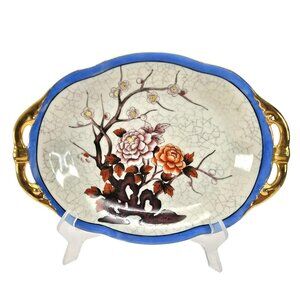 Noritake Morimura Oval Plate Hand Painted Porcelain Tray Floral Design JE296